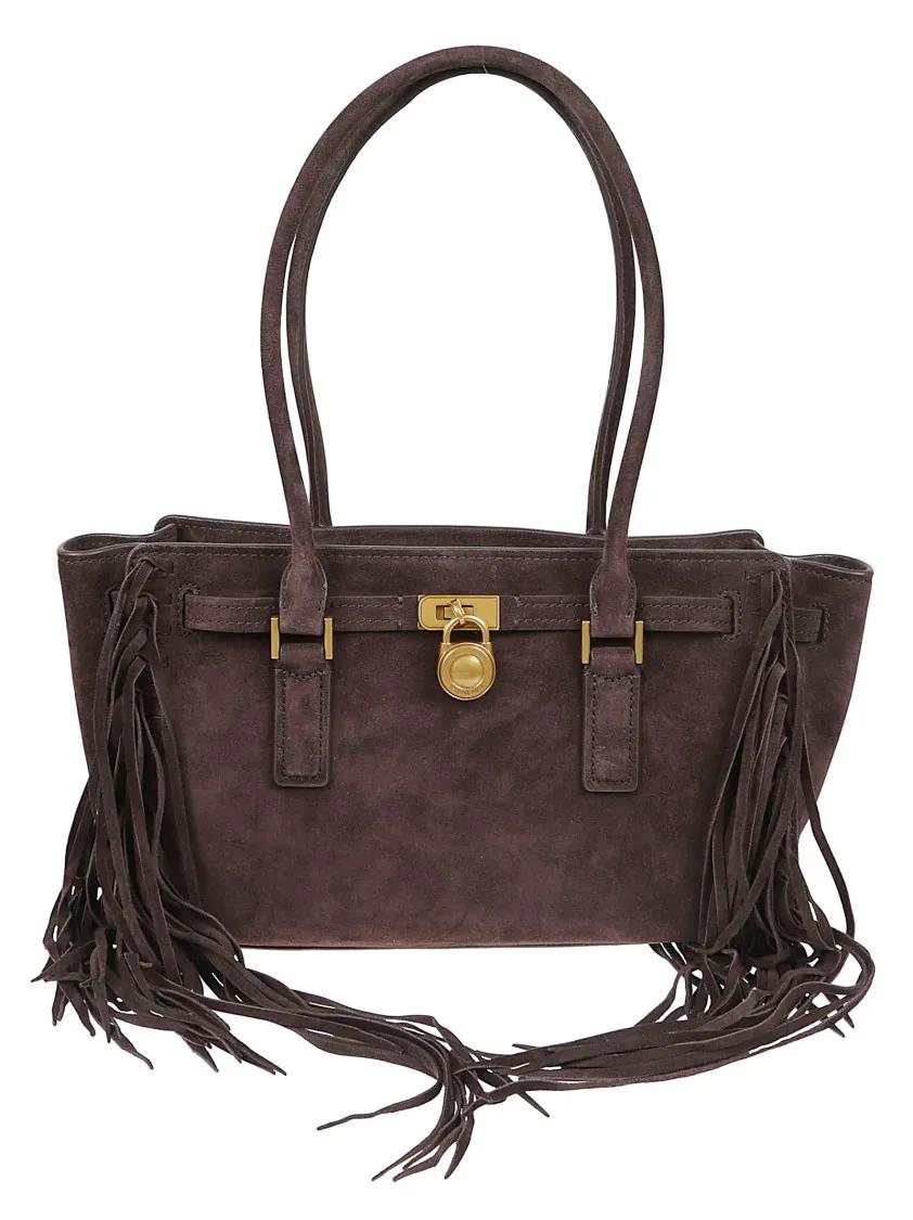 Michael Kors Shoppers & Totes - Hamilton Rectangular Chocolate Suede Shoulder Bag in bruin