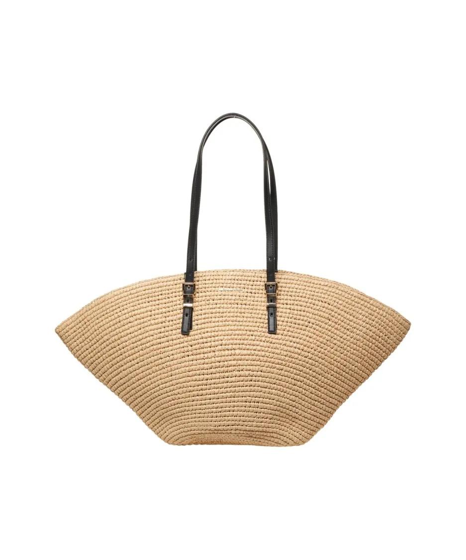 Michael Kors Shoppers & Totes - Textured Straw Shopper With Leather Handles in beige