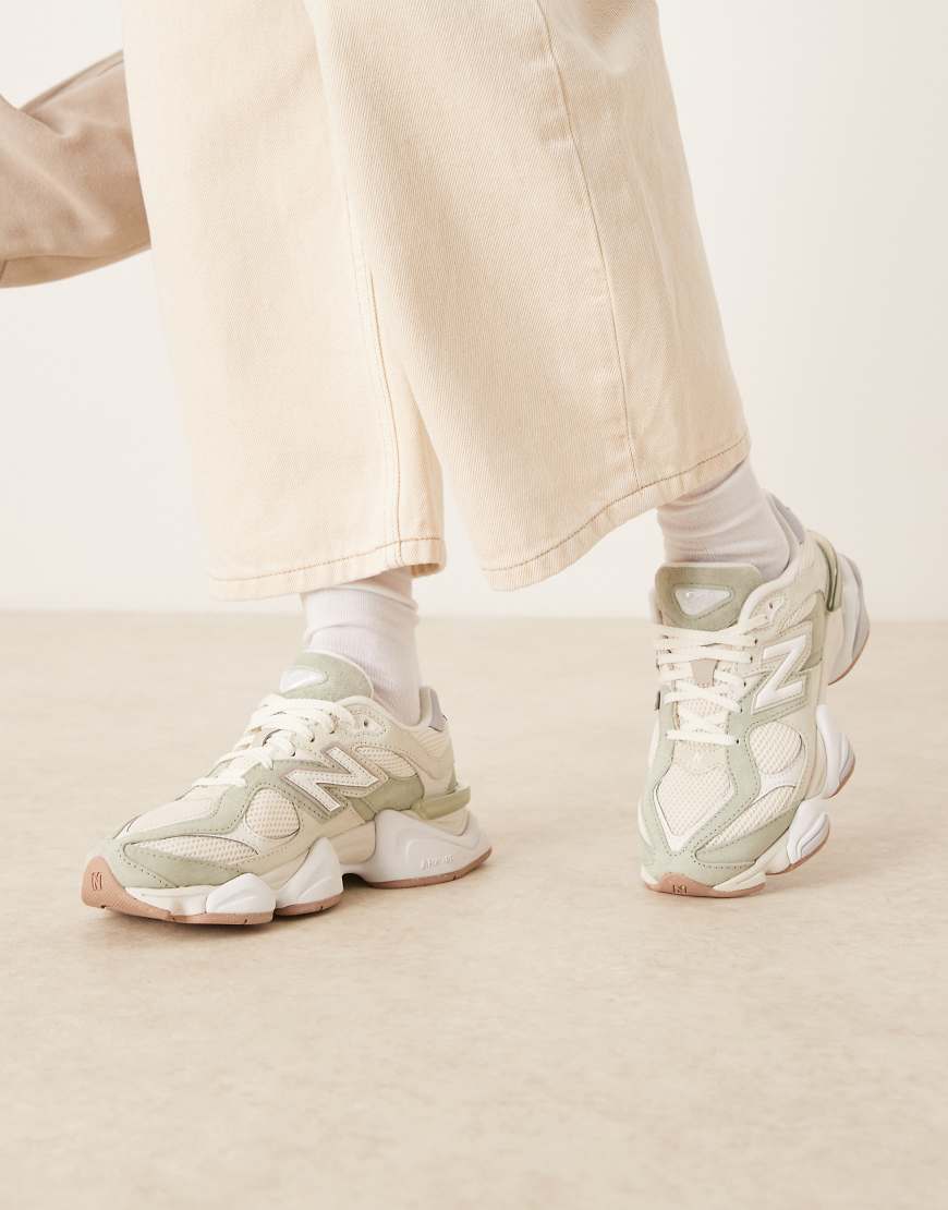 New Balance - 9060 - Sneaker in Wollweiß und Grün