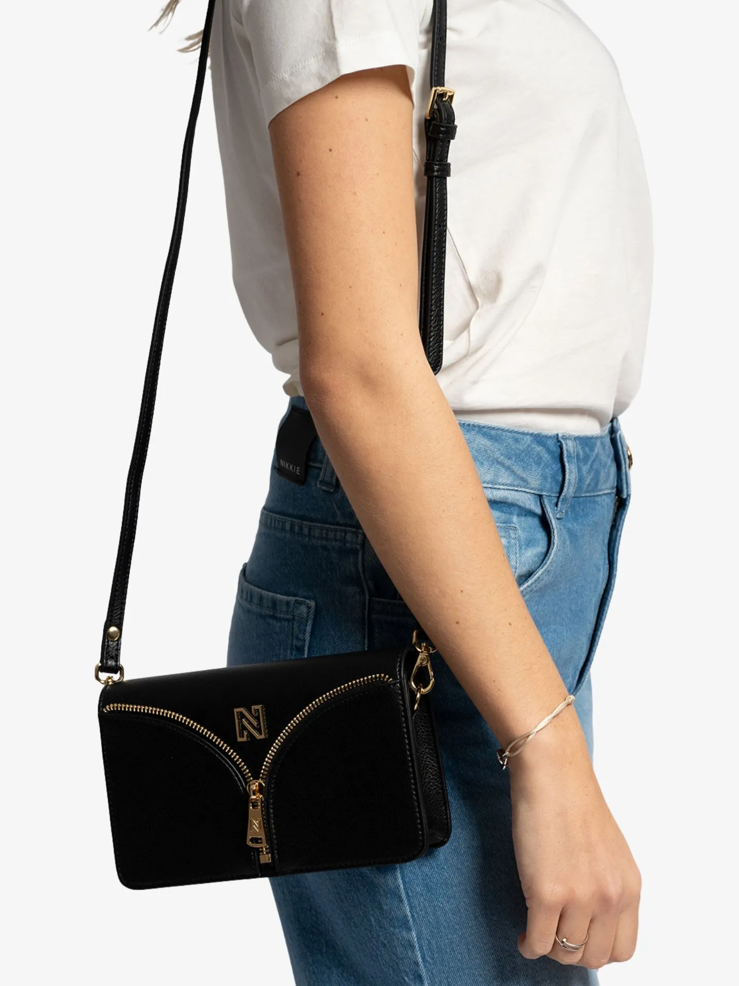 Nikkie Dames tas daxing zipper shoulderbag zwart