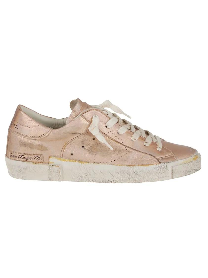 Philippe Model Low-Top Sneakers - Metallic Sneakers With Leather Blend in staalgrijs