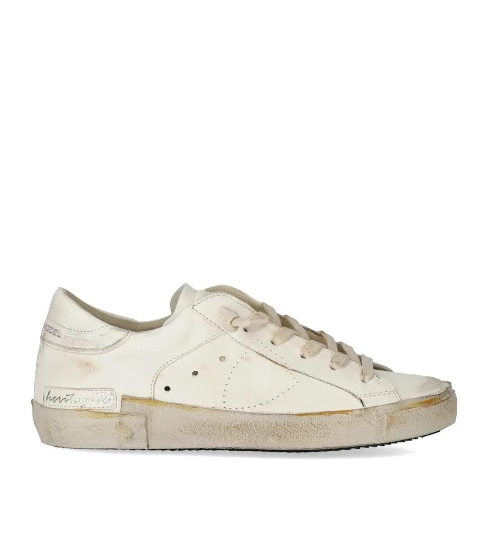 Philippe Model Low-Top Sneakers - Prsx Low Vintage White Sneaker in beige