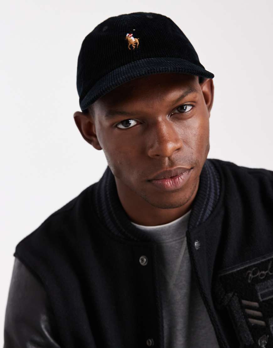 Polo Ralph Lauren - Baseballkappe aus Stretch-Cord in Schwarz mit Markenlogo