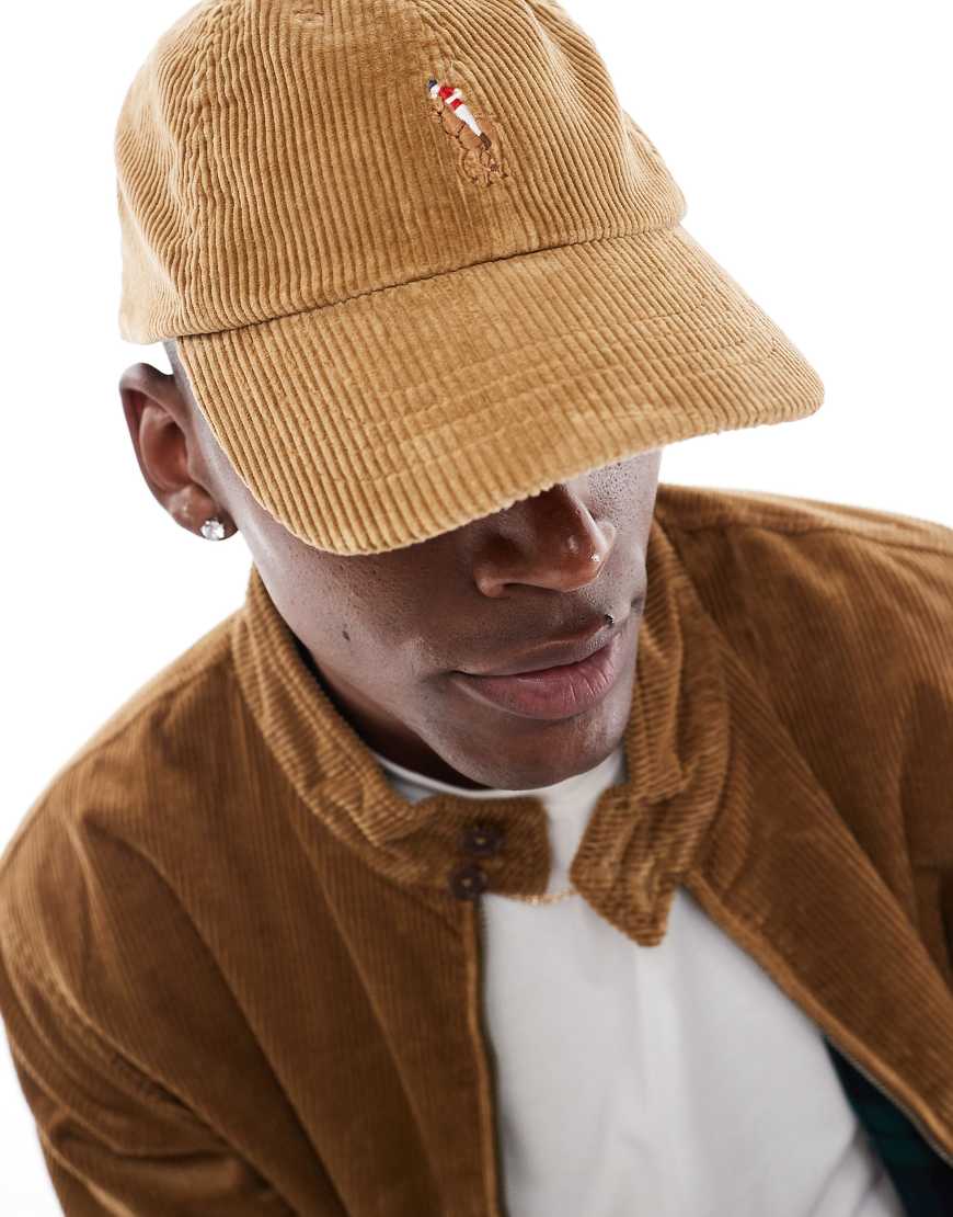 Polo Ralph Lauren - Cord-Baseballkappe in Hellbraun mit Markenlogo