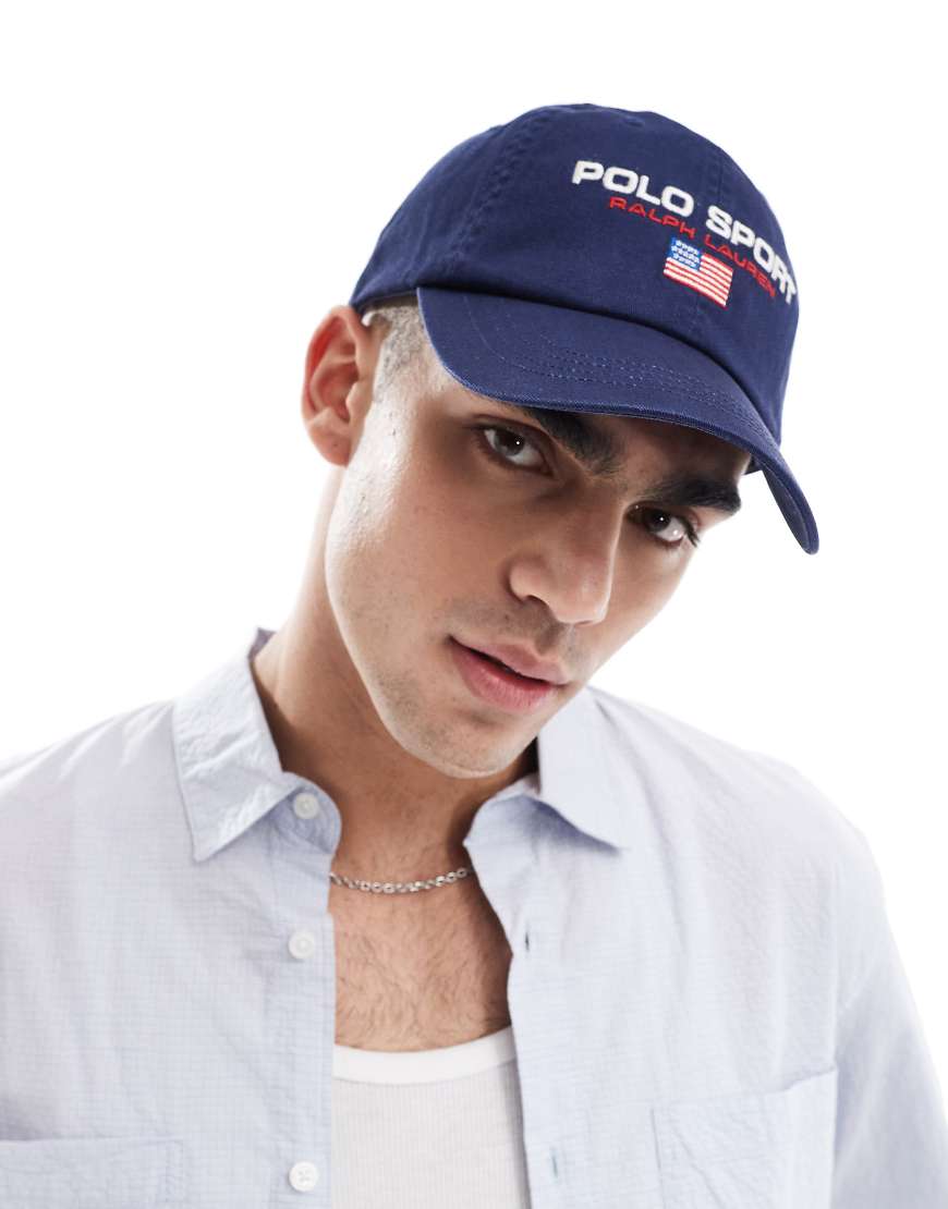 Polo Ralph Lauren - Sport Capsule - Twill-Baseballkappe in Marineblau mit Flaggenlogo