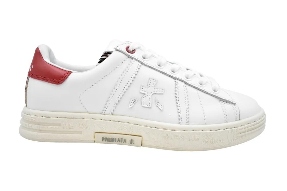 Premiata Low-Top Sneakers - Leather Sneakers With Contrasting Detail in wit