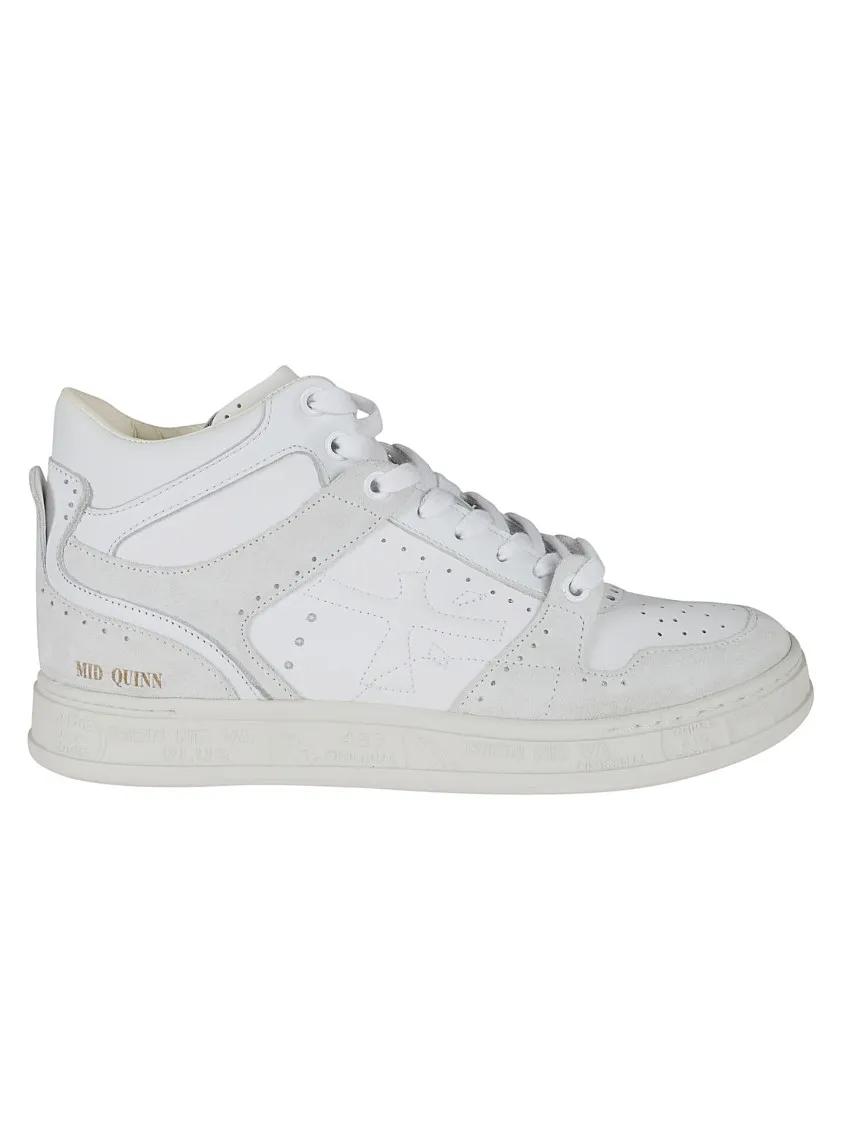 Premiata Low-Top Sneakers - Leather Upper Sneaker With Suede Details in wit