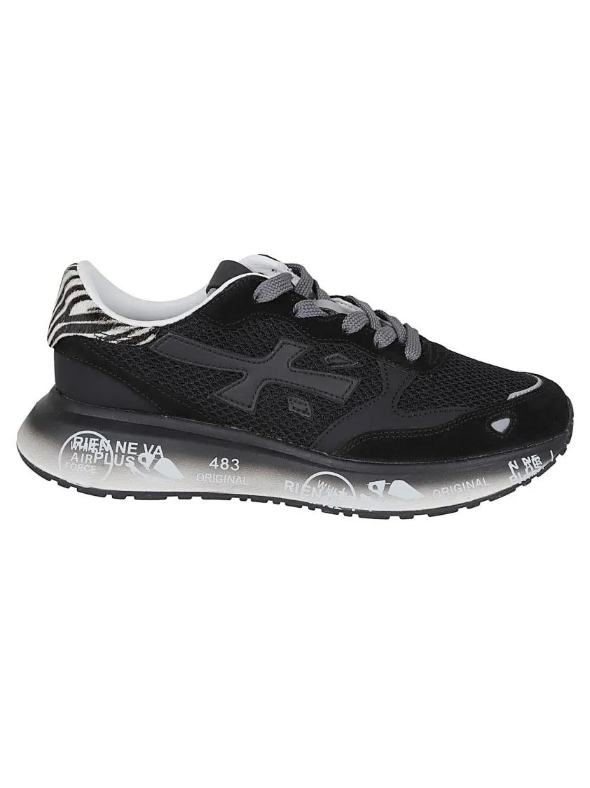 Premiata Low-Top Sneakers - Low-Top Sneakers With Zebra Print And Premium Leat in zwart