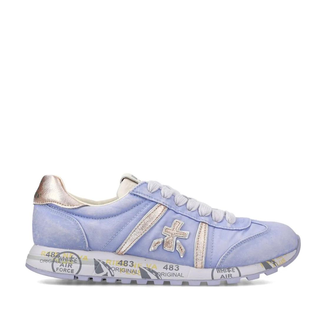 Premiata Low-Top Sneakers - Lucy Sneakers In Lilac Suede And Technical Fabric in blauw