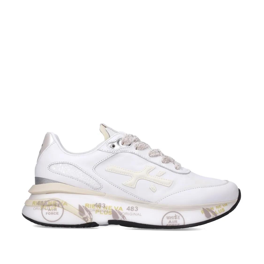 Premiata Low-Top Sneakers - Moerund Sneakers In White Leather And Technical Fa in wit