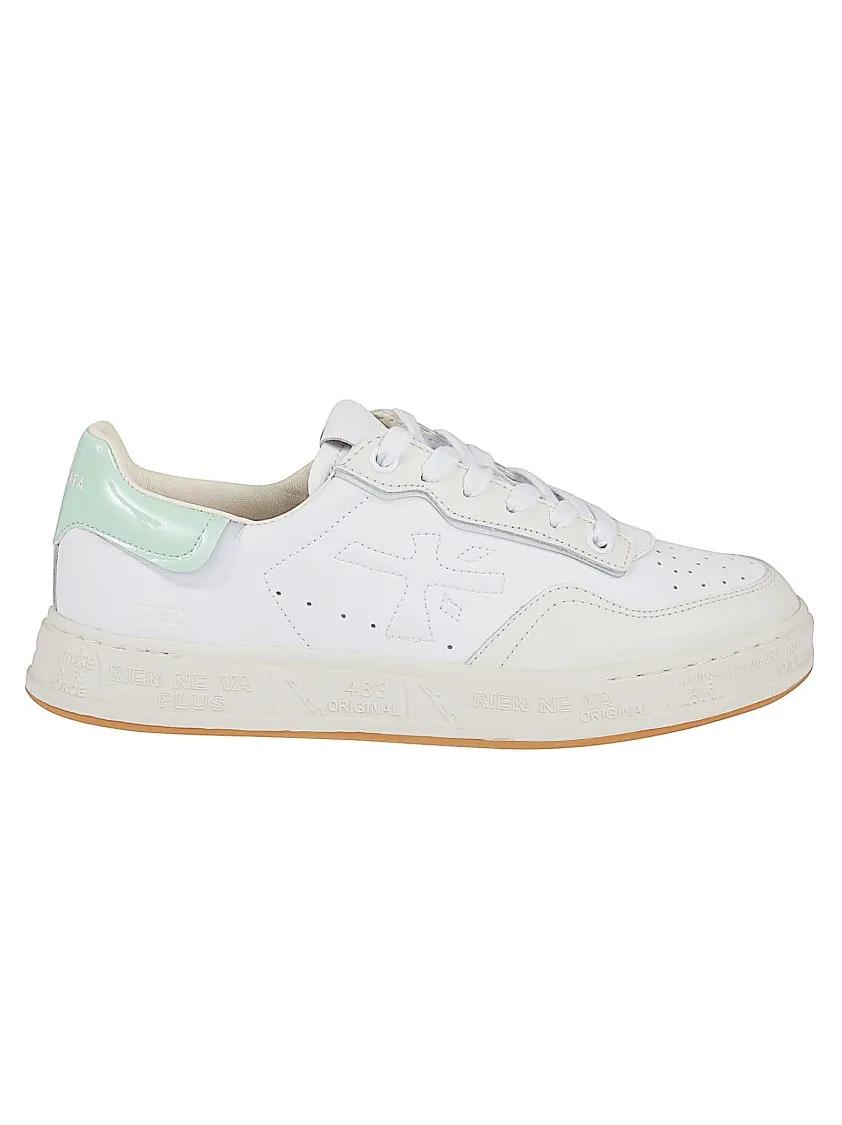 Premiata Low-Top Sneakers - Perforated Leather Sneakers With Textured Rubber S in wit