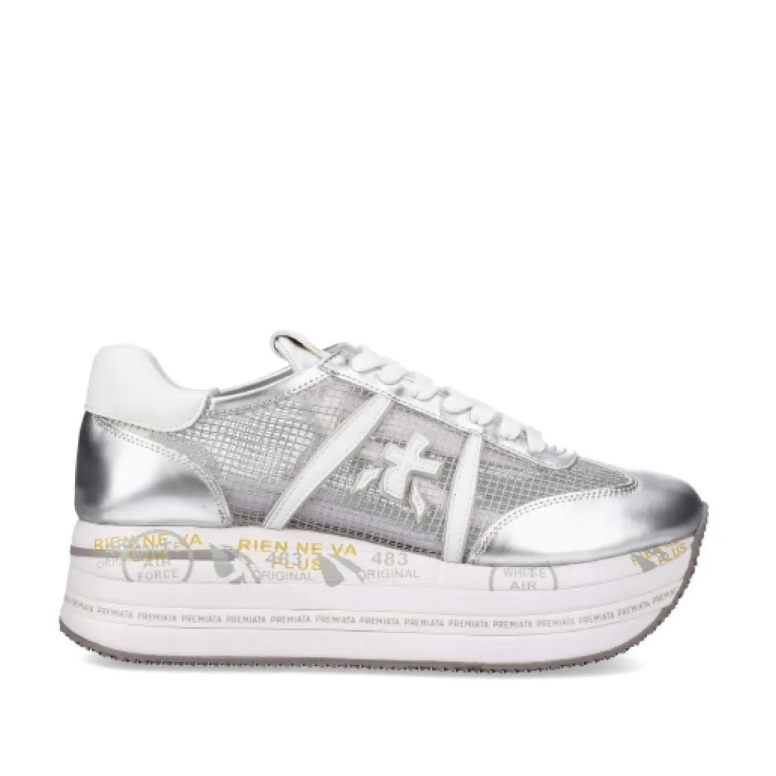 Premiata Low-Top Sneakers - Silver Leather Beth Sneakers in zilver