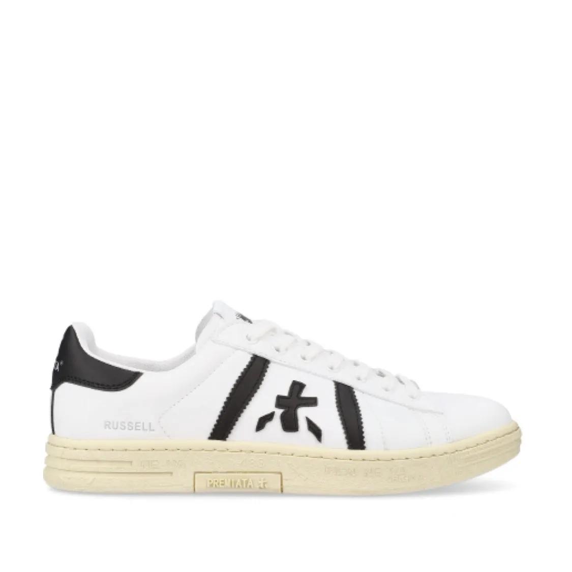 Premiata Low-Top Sneakers - White Leather Sneakers With Black Accents in wit