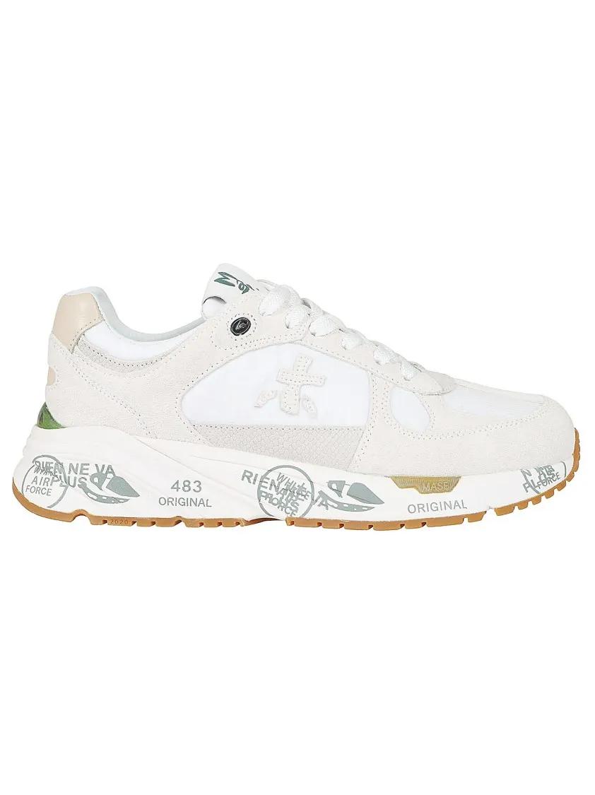 Premiata Low-Top Sneakers - White Nylon And Suede Sneakers in wit