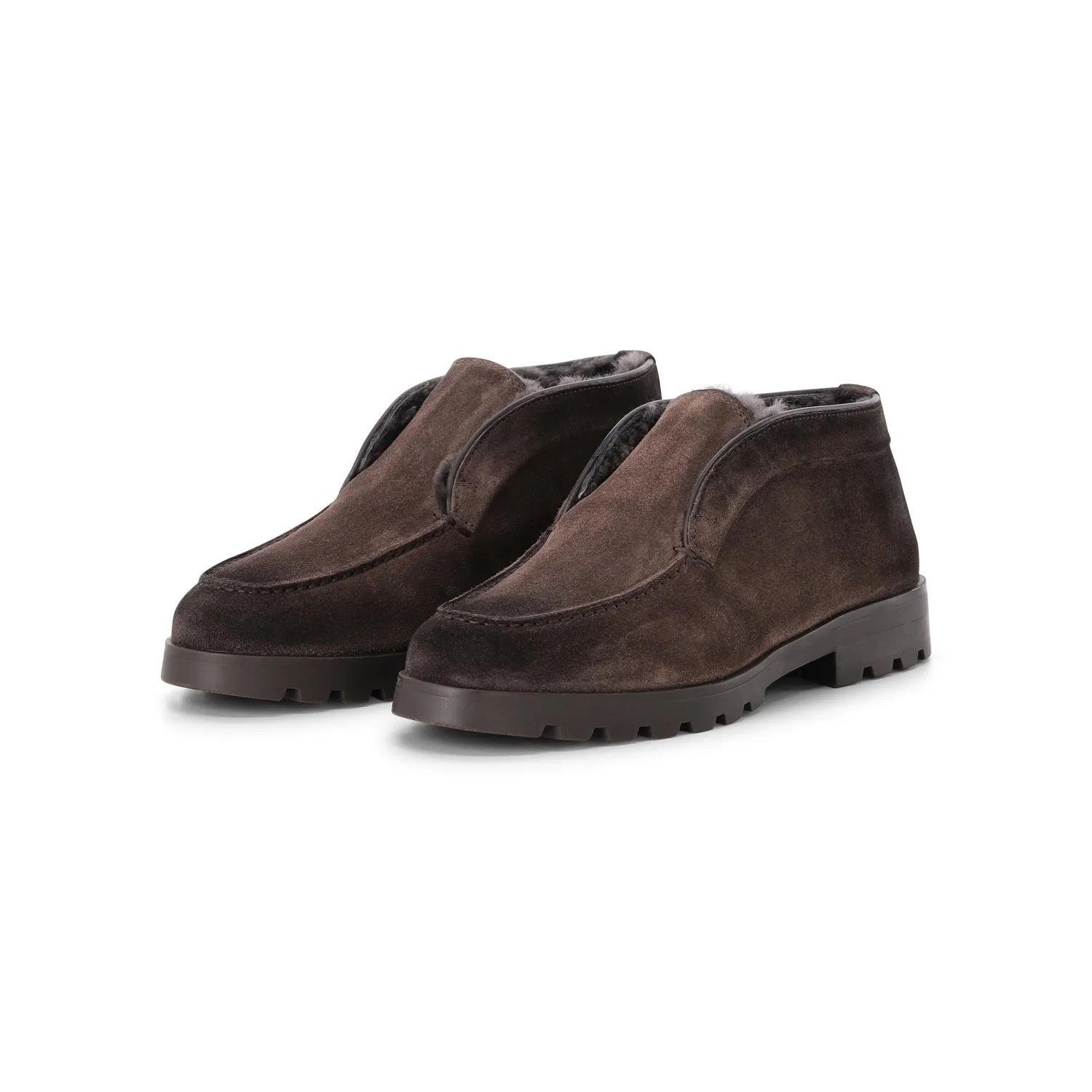 Santoni Low-Top Sneakers - Desert Boots mit Lammpelz in bruin