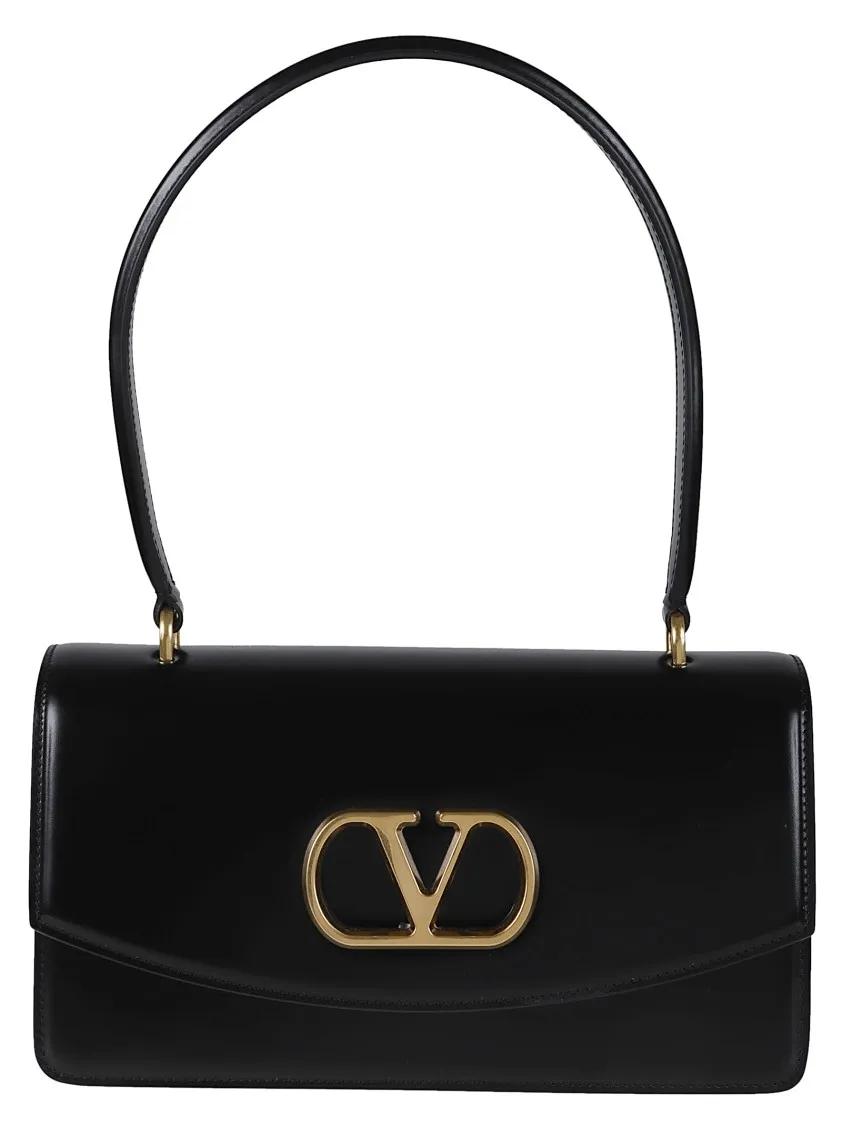 Valentino Garavani Hobo bags - Polished Calfskin Top-Handle Vain Bag in zwart
