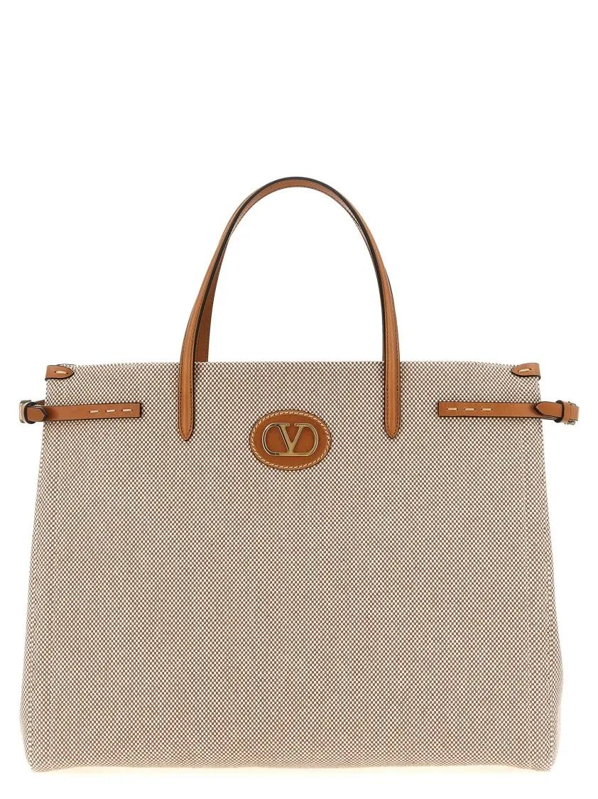 Valentino Garavani Shoppers & Totes - 'Antibes' Big Shopping Bag in beige
