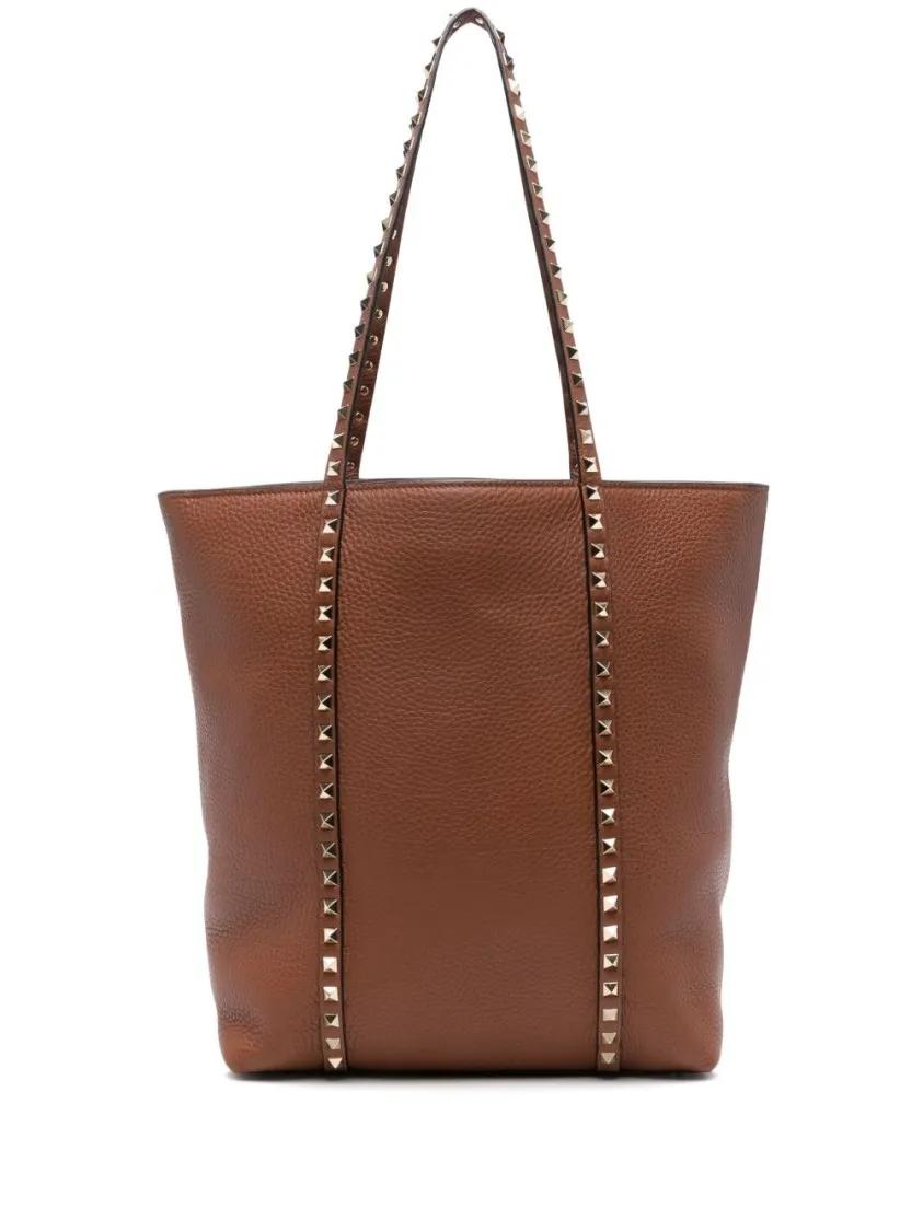 Valentino Garavani Shoppers & Totes - Rockstud Tote Bag in bruin