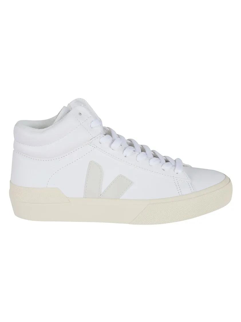 Veja Low-Top Sneakers - White Leather High-Top Sneakers With Minimalist De in wit