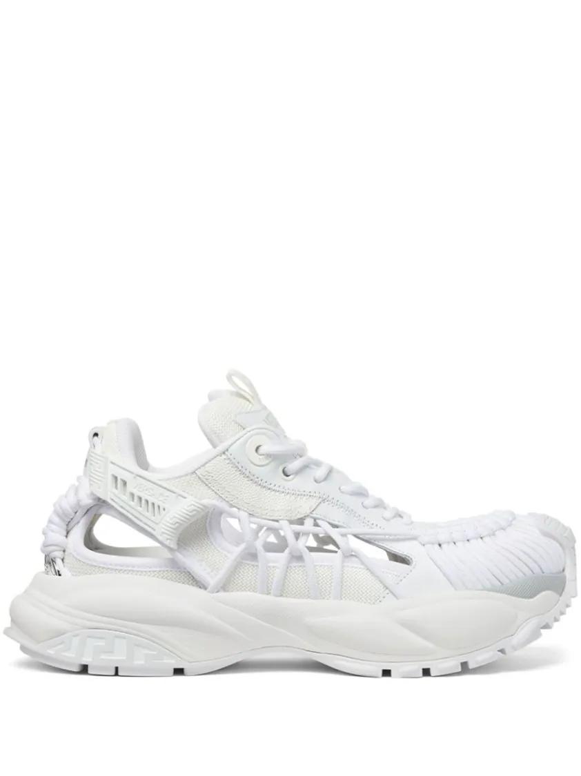 Versace Low-Top Sneakers - White Panelled Sneakers With Cut-Out in wit