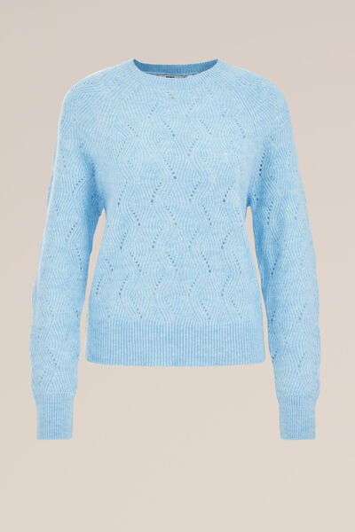 WE Fashion - Dames gebreide trui - Regular fit - Blauw - Maat: XS
