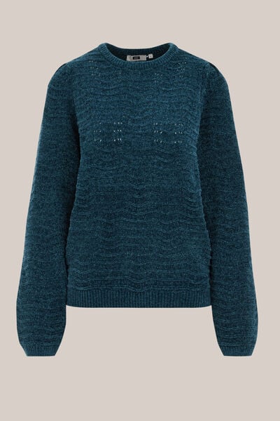 WE Fashion - Dames gebreide trui - Regular fit - Groenblauw - Maat: XS