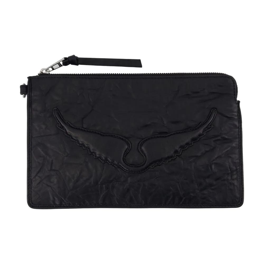 Zadig & Voltaire Clutches - Angel Pouch - Leather - Black in zwart