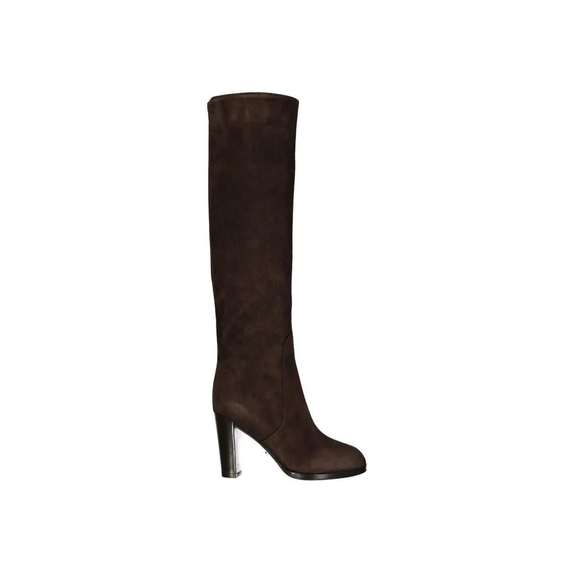 sergio rossi Boots - Brown Leather Boots With Block Heel in bruin