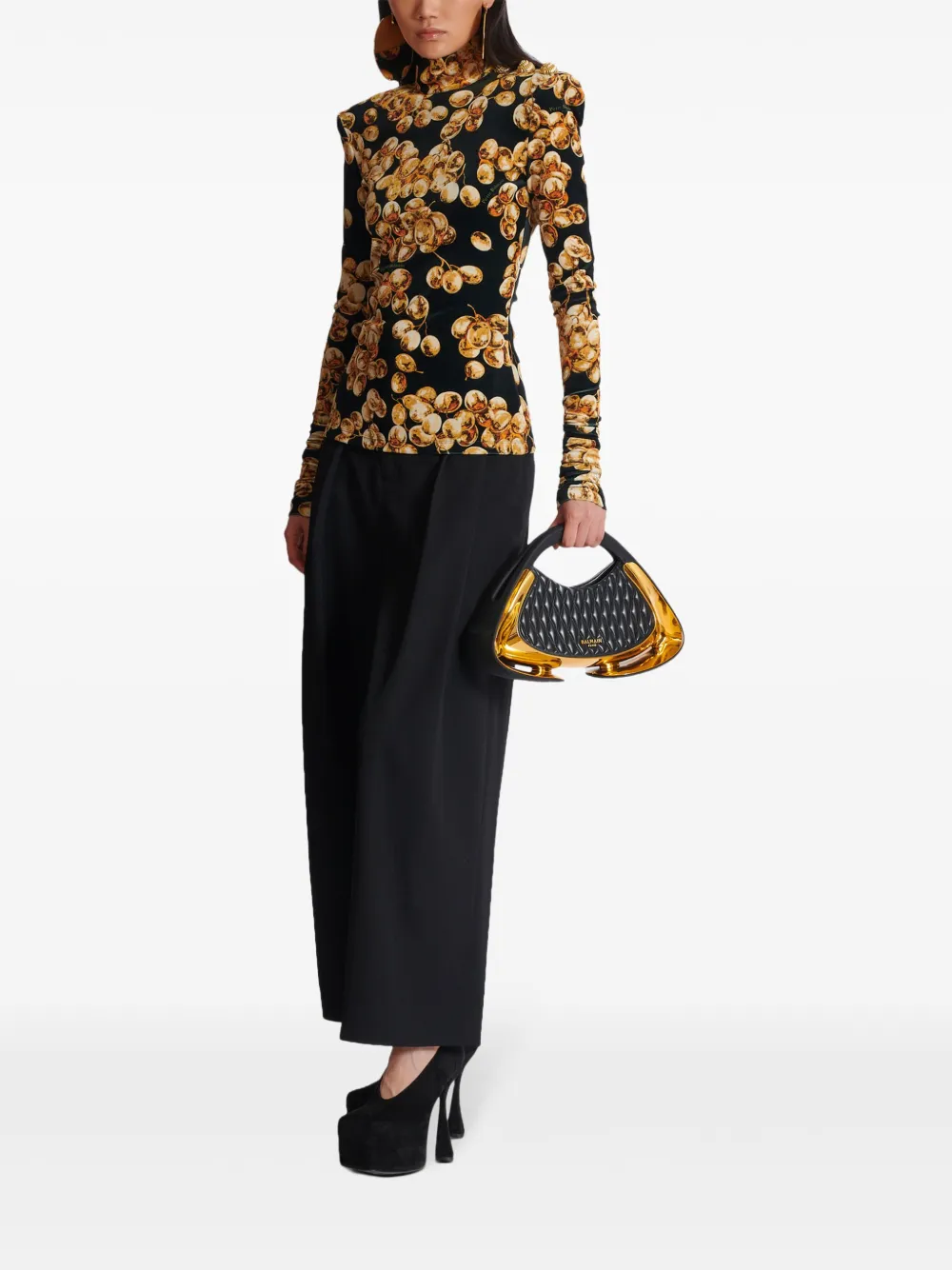 Balmain Geplooide Grain de Poudre broek - Zwart