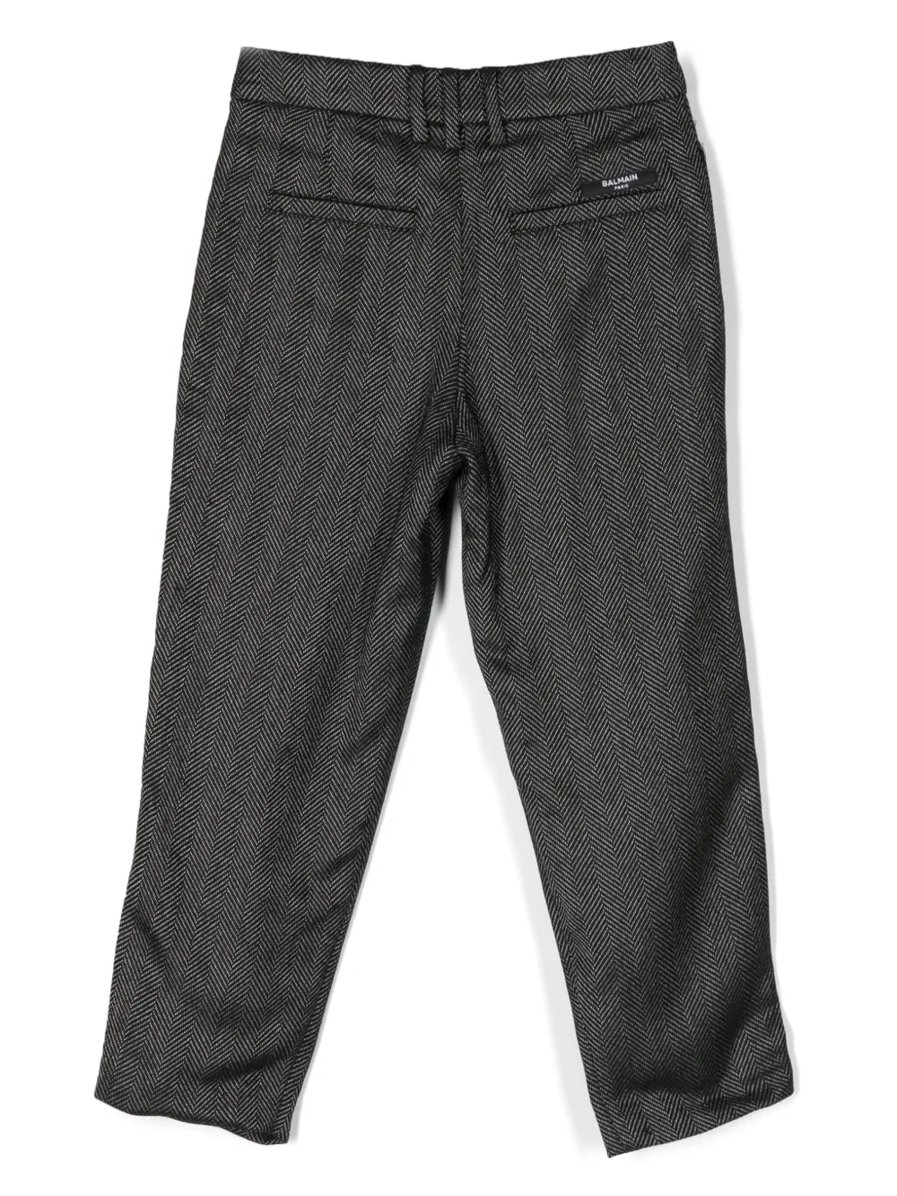 Balmain Kids Broek met visgraatpatroon - Zwart