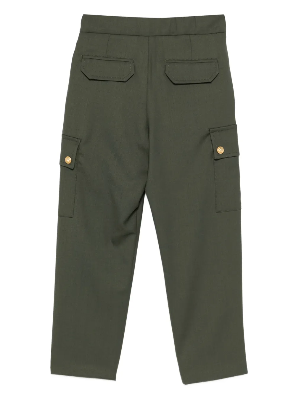 Balmain Kids Cargo broek met gouden knoop - Groen