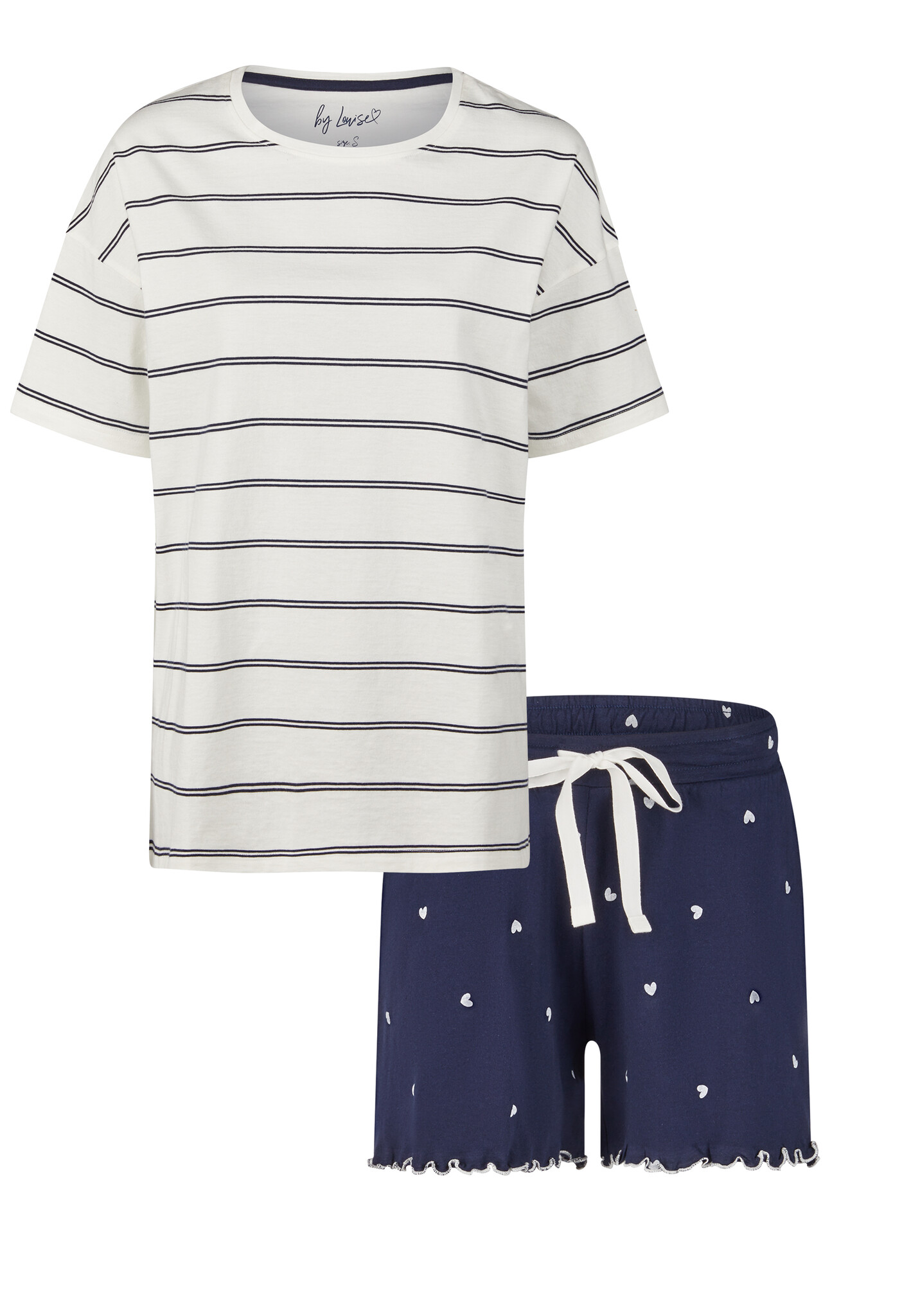 By Louise Dames korte pyjama set shortama off-white