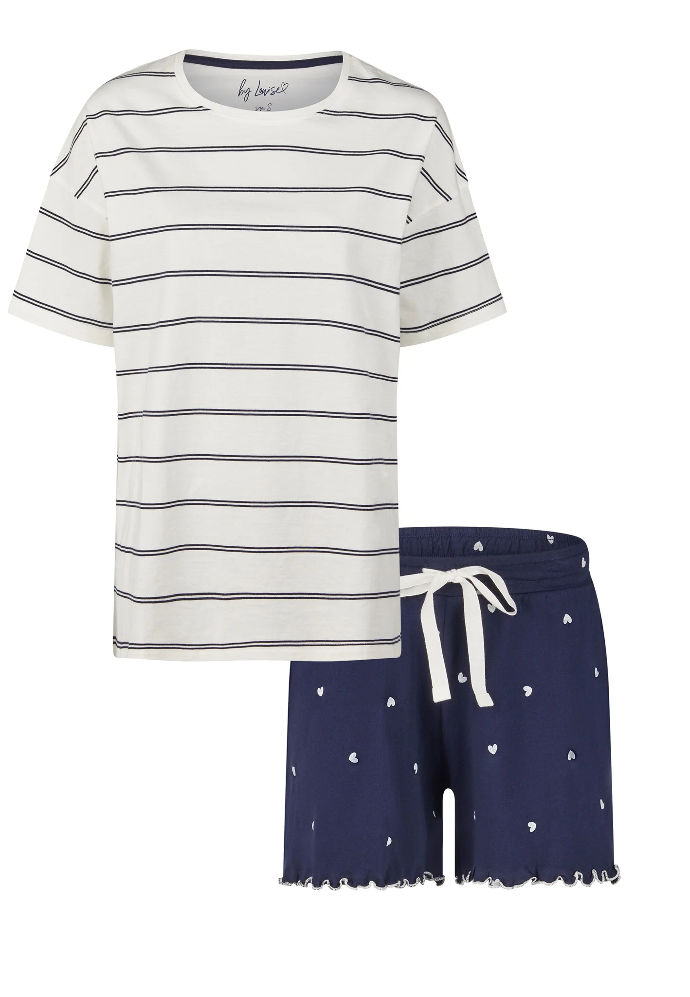 By Louise Dames korte pyjama set shortama off-white