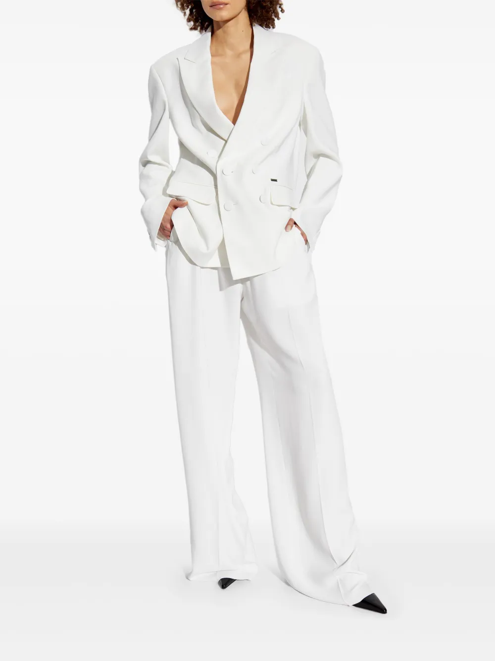 DSQUARED2 High waist broek met wijde pijpen - Wit