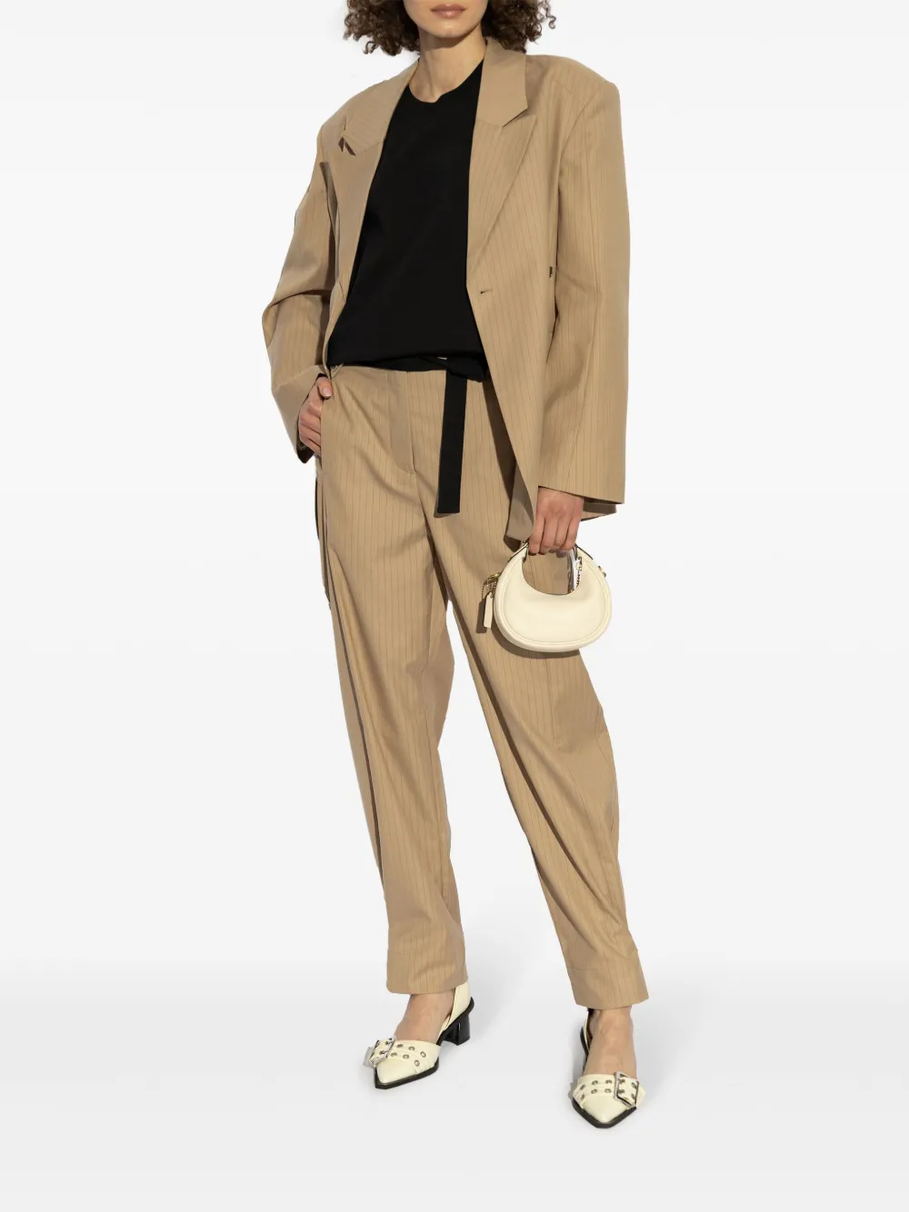 GANNI Blouse met gestrikte hals - Zwart