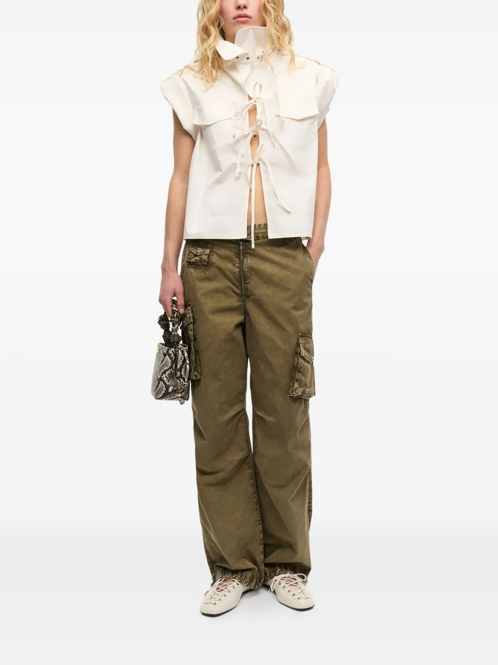 GANNI Bou mini bucket-tas - Beige