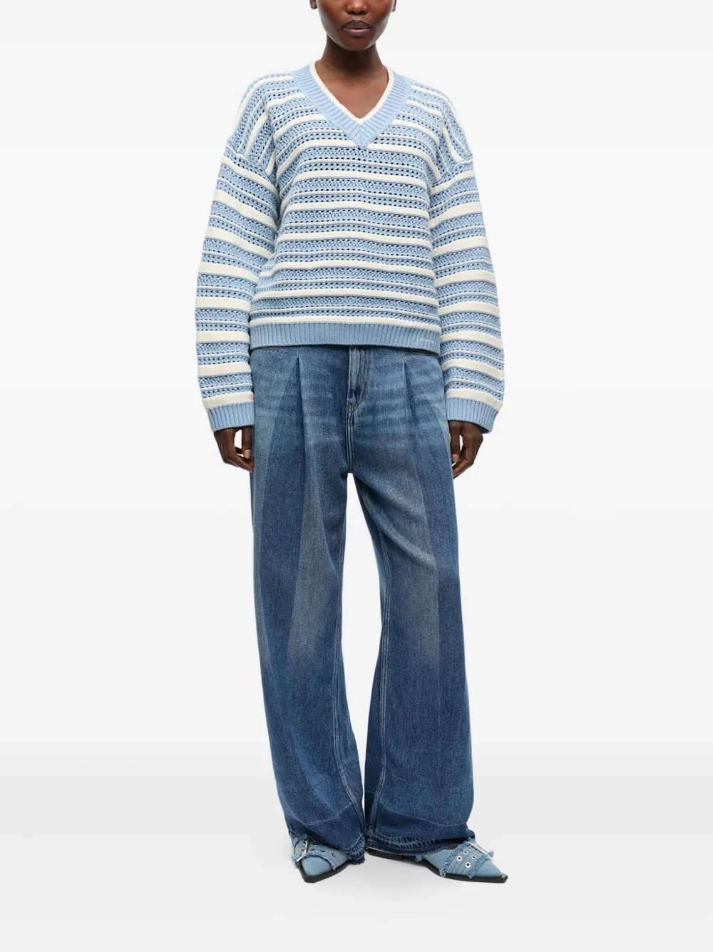 GANNI Gestreepte trui - Blauw