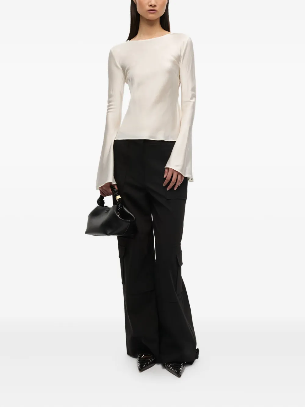 GANNI Satijnen shirt - Wit