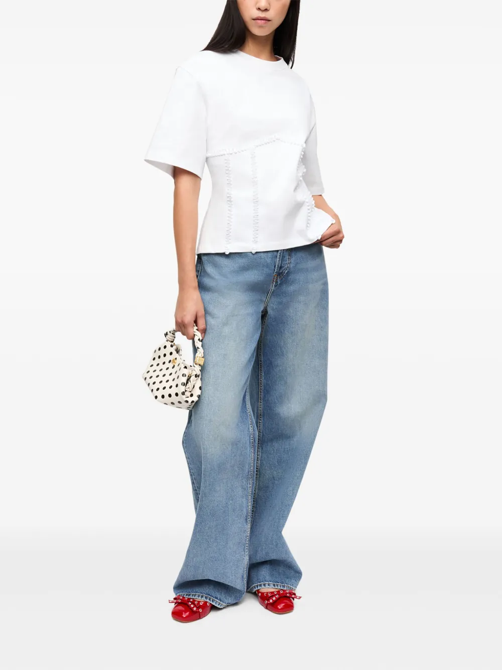 GANNI T-shirt met patch - Wit