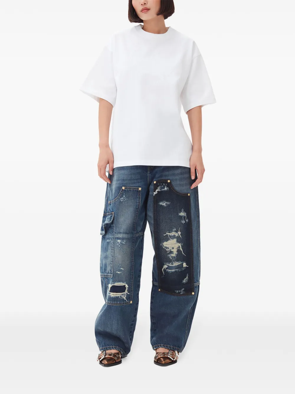 GANNI T-shirt met ronde hals - Wit
