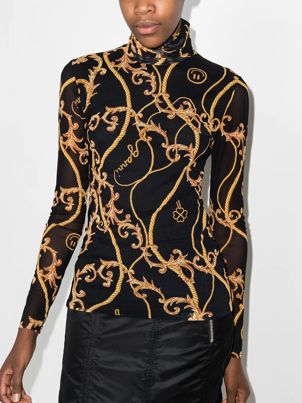 GANNI Top met barokprint - Zwart