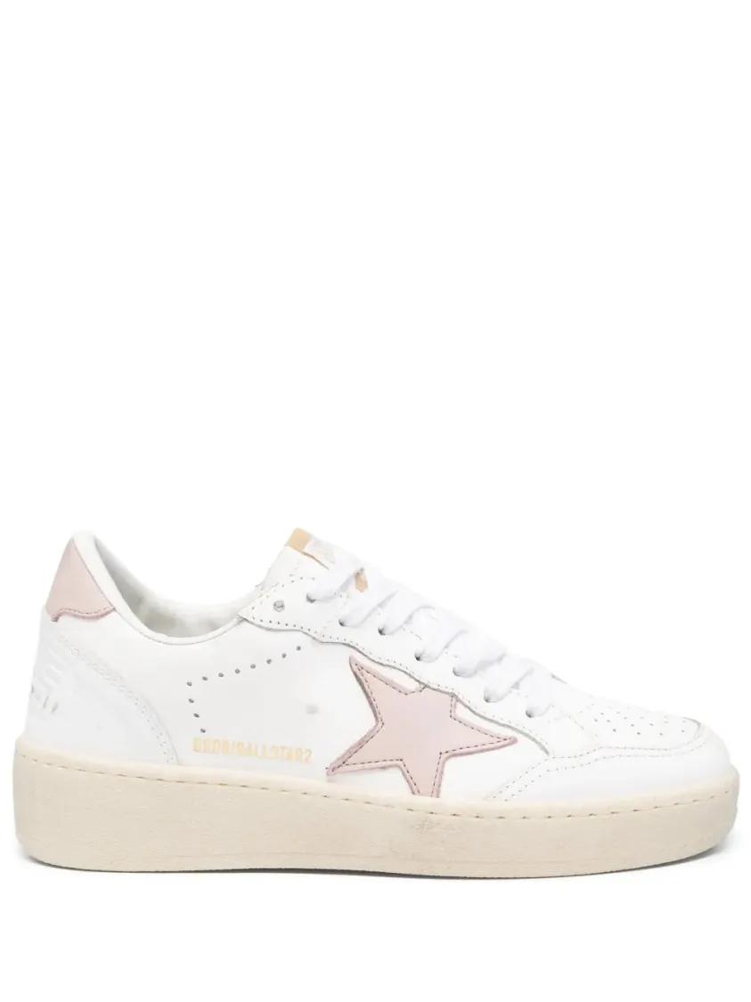 Golden Goose Low-Top Sneakers - Perforated White Leather Ballstar Sneakers in wit