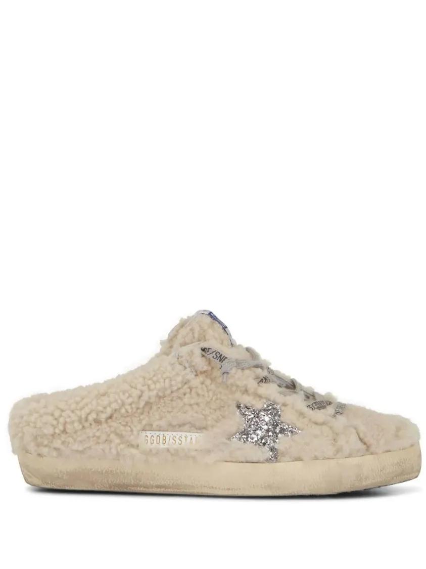 Golden Goose Low-Top Sneakers - Super-Star Sabot Shearling Sneakers in beige