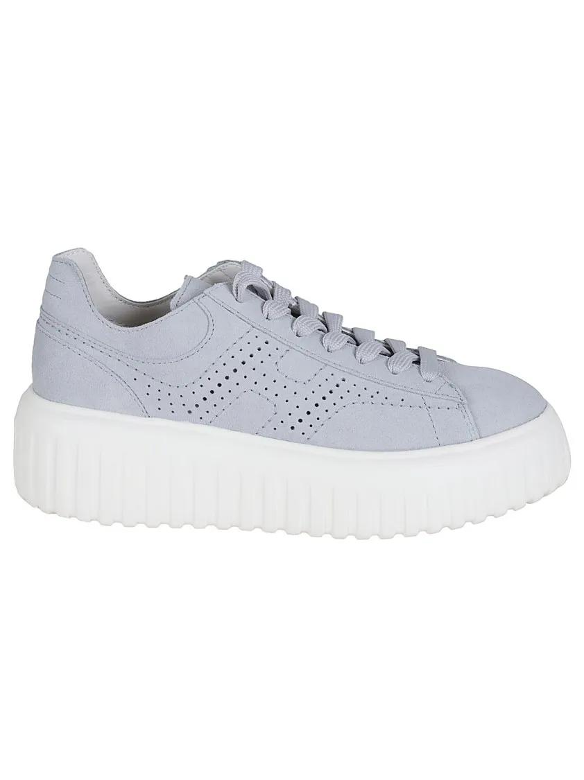 Hogan Low-Top Sneakers - H645 Textured Sole Leather Sneakers in wit