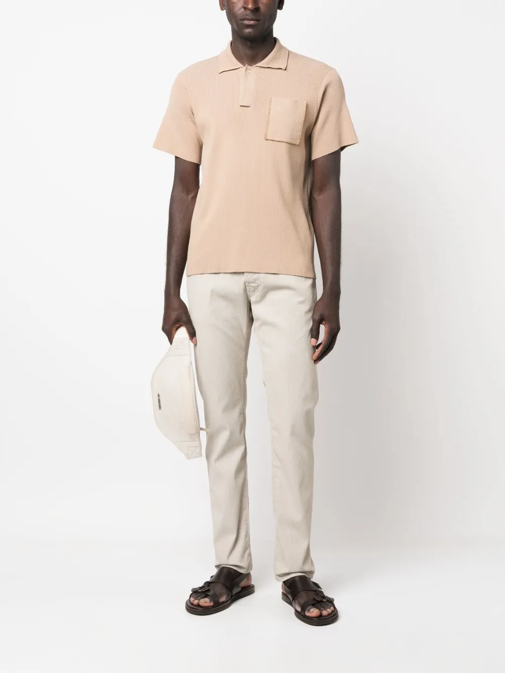 Jacob Cohën Broek met geborduurd logo - Beige