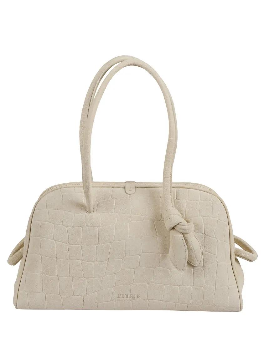Jacquemus Hobo bags - Crocodile-Effect Suede Le Turismo Bag With Knotted in beige