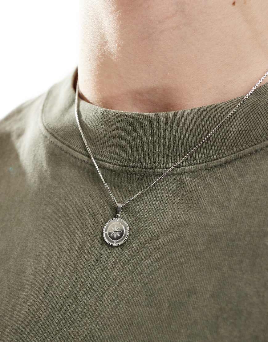 Lost Souls - Halskette aus Edelstahl mit Kompassanhänger-Silber
