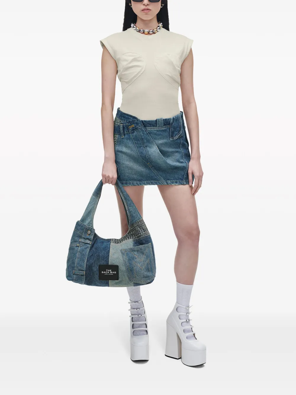 Marc Jacobs The Deconstructed Denim Sack tas - Blauw
