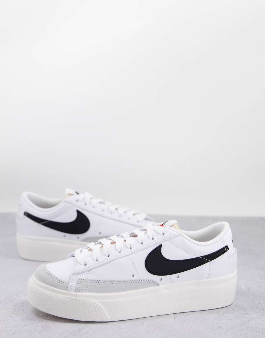 Nike - Blazer - Sneaker in Weiß und Schwarz mit flacher Plateausohle