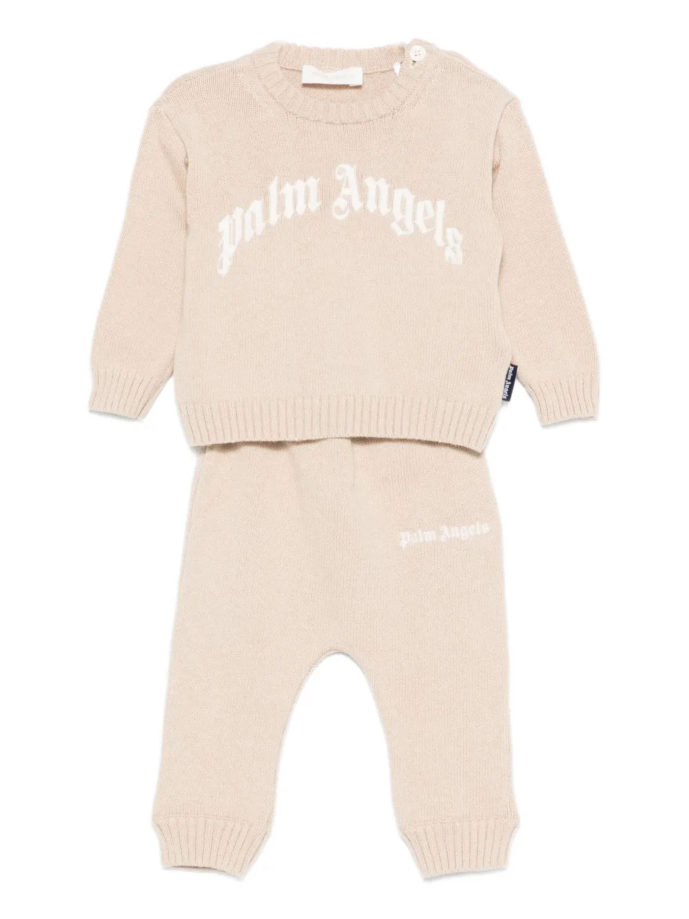 Palm Angels Kids Gebreid broekset met logodetail - Beige